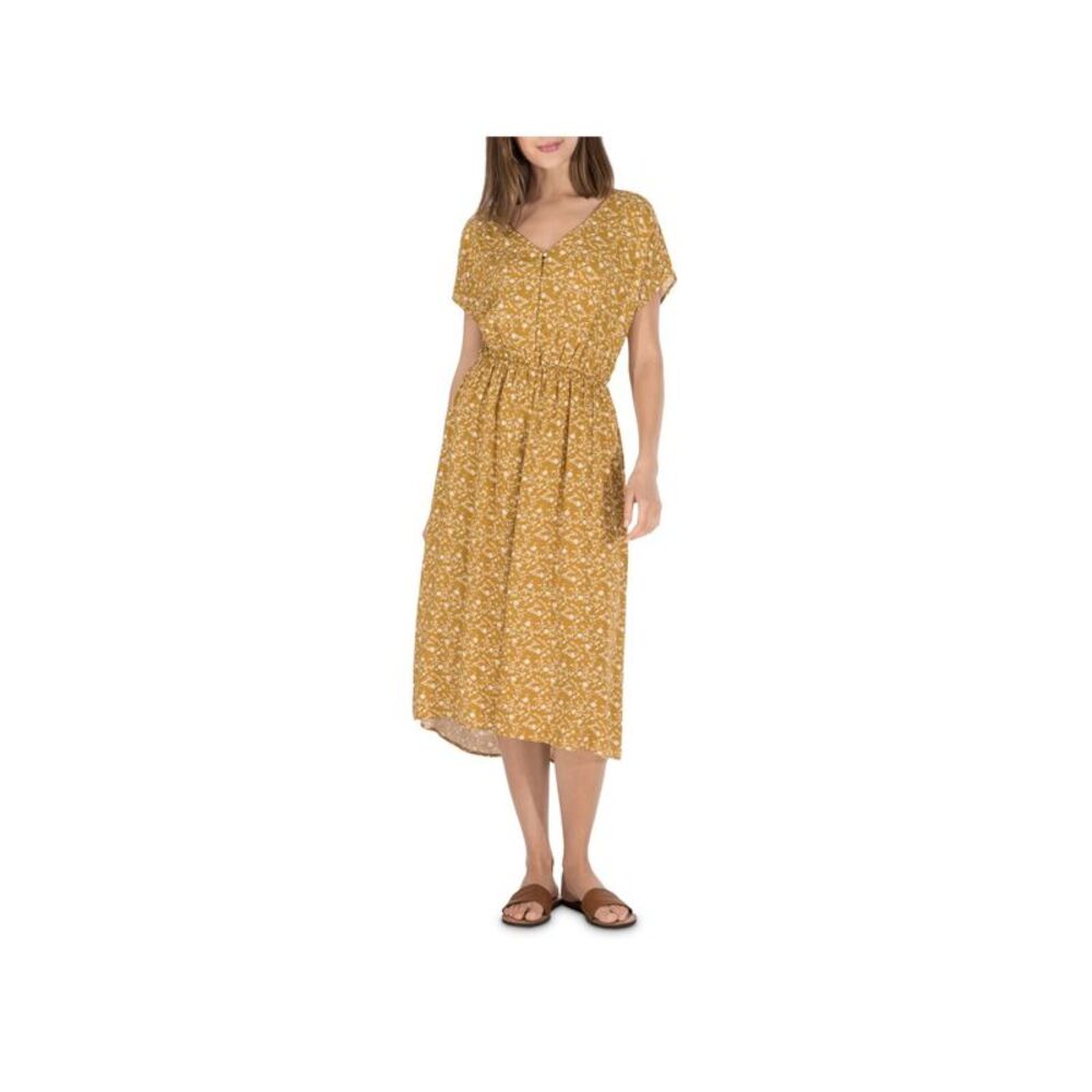 B COLLECTION Womens Short Sleeve Split Midi Fit + Flare Dress